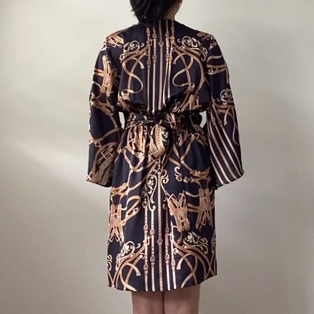 Sheike Black and Gold Wrap Dress - Picture 3 of 8